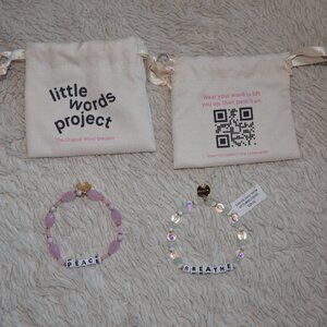Set of 2 Little Words Project Bracelets, Size XS, Breathe and Peace, NWT